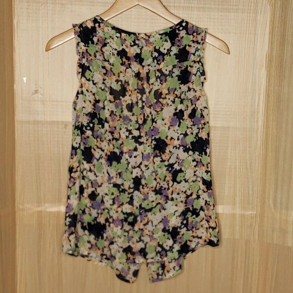 Gap Womens Watercolor Floral Sleeveless Blouse Small - Picture 2 of 7